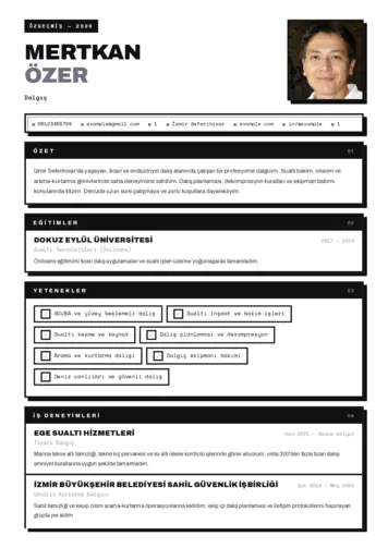 Dalgıç CV Örnekleri cv indir